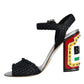 Dolce & Gabbana Black Silver Rafia Light Up Heels Sandals Shoes