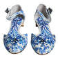 Dolce & Gabbana White Blue Majolica Print Ankle Strap Sandals Shoes