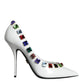 Dolce & Gabbana White Crystals Leather High Heels Pumps Shoes