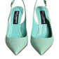 Dolce & Gabbana Mint Green Leather Heels Slingback Pumps Shoes