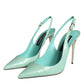 Dolce & Gabbana Mint Green Leather Heels Slingback Pumps Shoes