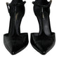 Dolce & Gabbana Black Patent Leather T-strap Heels Pumps Shoes