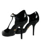 Dolce & Gabbana Black Patent Leather T-strap Heels Pumps Shoes