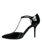 Dolce & Gabbana Black Patent Leather T-strap Heels Pumps Shoes