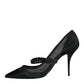 Dolce & Gabbana Black Mesh Mary Jane Crystal Heel Pumps Shoes