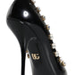 Dolce & Gabbana Black Crystals Leather High Heels Pumps Shoes