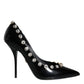 Dolce & Gabbana Black Crystals Leather High Heels Pumps Shoes