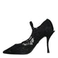 Dolce & Gabbana Black Mary Jane Pumps Lace Crystals Heels Shoes