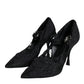 Dolce & Gabbana Black Mary Jane Pumps Lace Crystals Heels Shoes