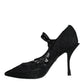 Dolce & Gabbana Black Mary Jane Pumps Lace Crystals Heels Shoes