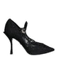 Dolce & Gabbana Black Mary Jane Pumps Lace Crystals Heels Shoes