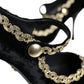 Dolce & Gabbana Black Mary Janes Velvet Gold Pumps Shoes