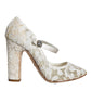 Dolce & Gabbana White Lace Crystals Heels Sandals Shoes