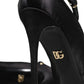 Dolce & Gabbana Black Satin Ankle Strap Heels Pumps Shoes