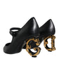 Dolce & Gabbana Black Leather Logo Heels Mary Janes Pumps Shoes