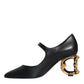 Dolce & Gabbana Black Leather Logo Heels Mary Janes Pumps Shoes