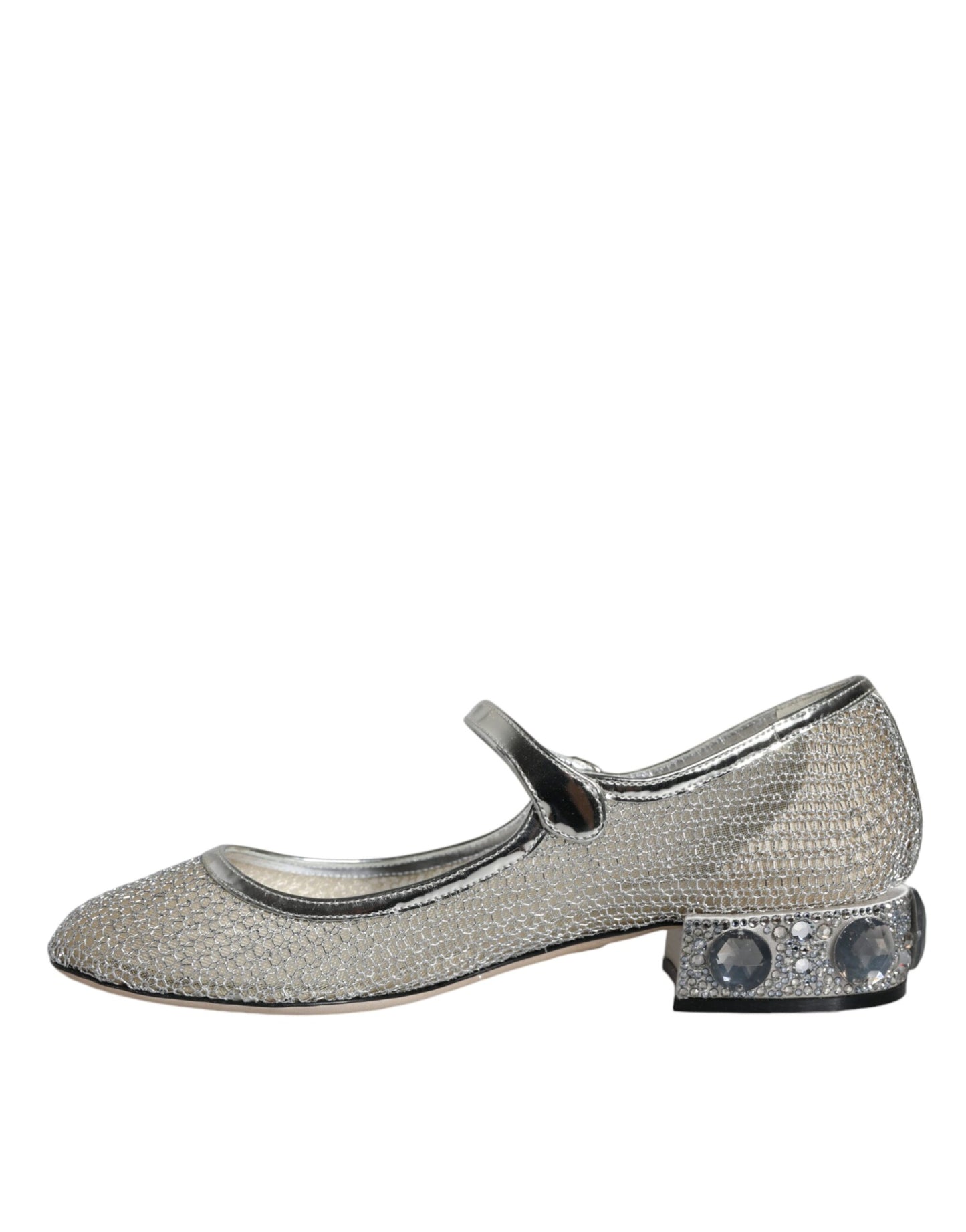 Dolce & Gabbana Silver Mesh Crystal Mary Jane Pumps Shoes