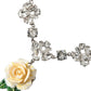 Dolce & Gabbana Silver Brass Clear Crystal Roses Pendants Necklace