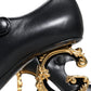 Dolce & Gabbana Black Leather Logo Heels Mary Janes Pumps Shoes