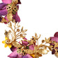 Dolce & Gabbana Gold Brass Mix Fiori Flowers Crystal Chain Necklace