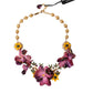 Dolce & Gabbana Gold Brass Mix Fiori Flowers Crystal Chain Necklace