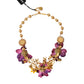 Dolce & Gabbana Gold Brass Mix Fiori Flowers Crystal Chain Necklace