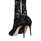 Dolce & Gabbana Black Stretch Socks Taormina Lace Boots Shoes