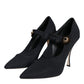 Dolce & Gabbana Black Mary Jane Jersey Crystal Pumps Shoes