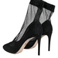 Dolce & Gabbana Black Tulle Stretch Ankle Boots Pumps Shoes