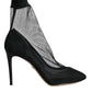 Dolce & Gabbana Black Tulle Stretch Ankle Boots Pumps Shoes