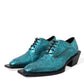 Dolce & Gabbana Blue Leather Derby Block Heels Dress Shoes