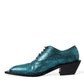 Dolce & Gabbana Blue Leather Derby Block Heels Dress Shoes