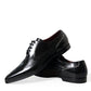 Dolce & Gabbana Black Leather Crystal Dress Formal Shoes