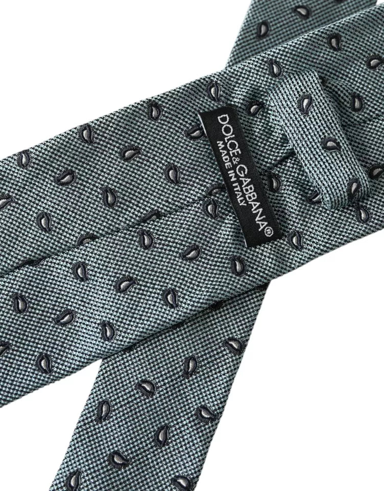 Dolce & Gabbana Green 100% Silk Patterned Adjustable Men Tie