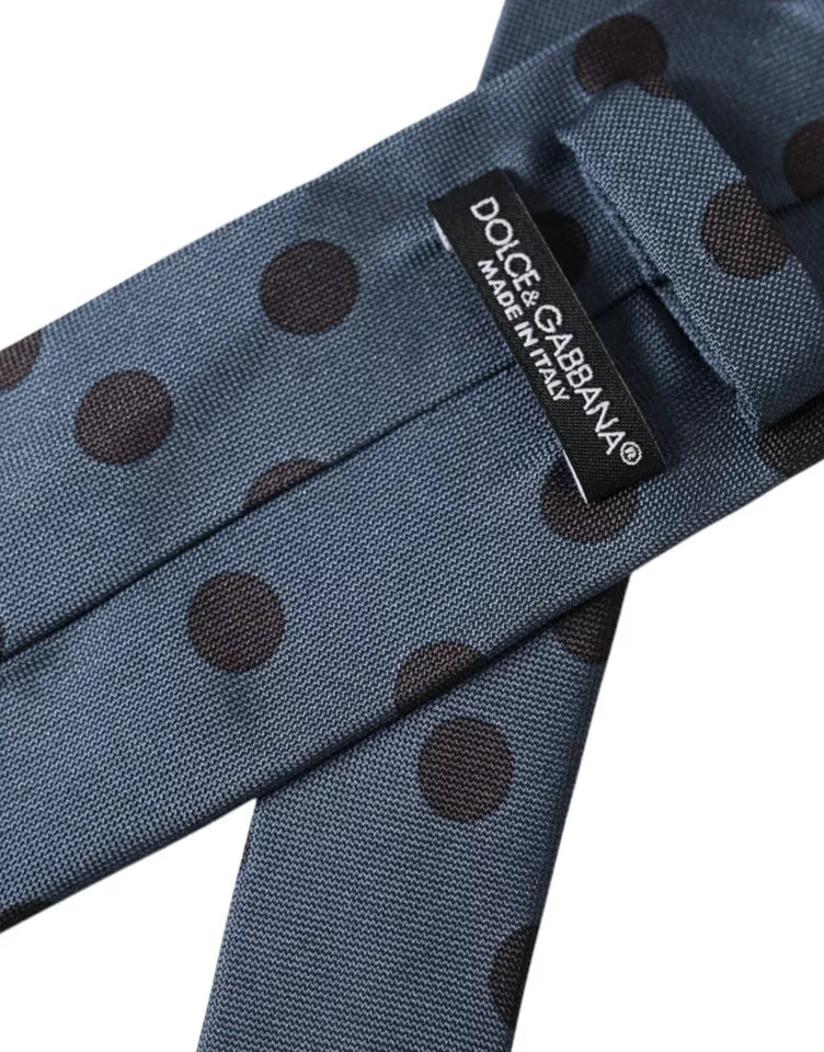 Dolce & Gabbana Blue Black Silk Polka Dot Adjustable Men Tie