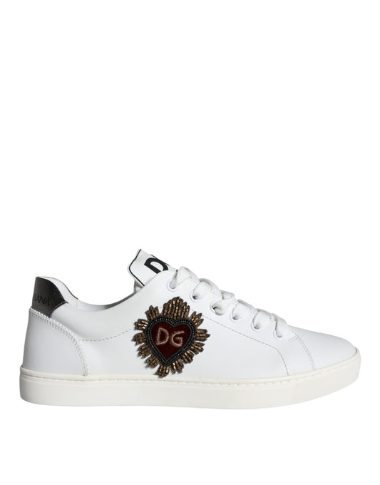 Dolce & Gabbana White Portofino Sacred Heart Sneakers Shoes