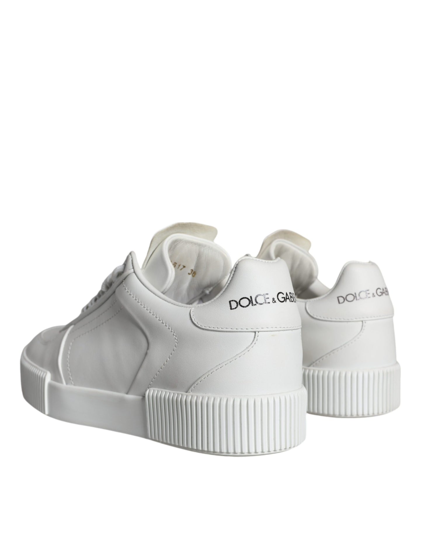 Dolce & Gabbana White Calfskin Leather Miami Low Top Sneakers Shoes