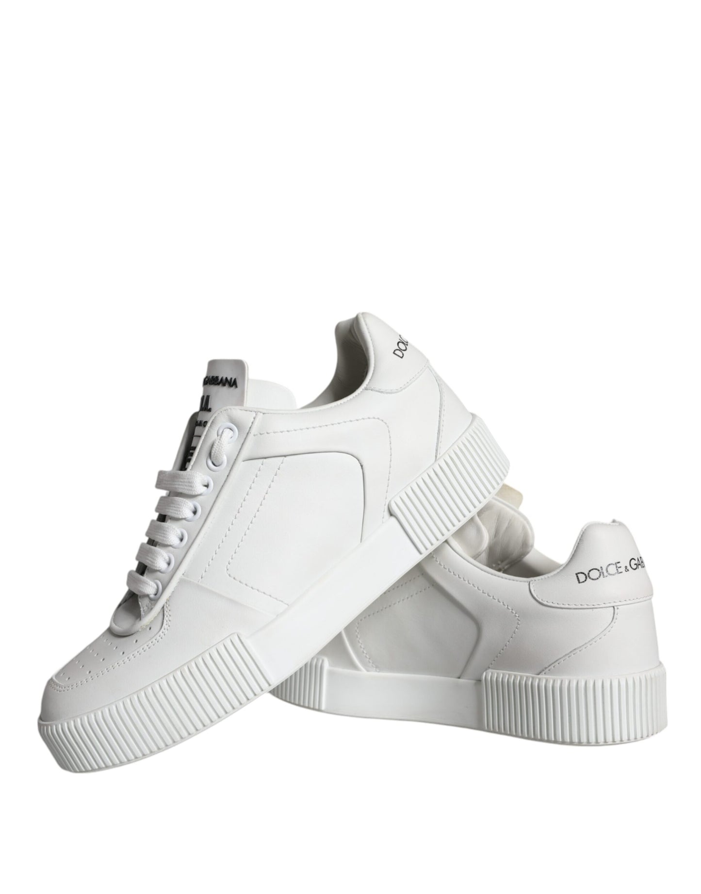 Dolce & Gabbana White Calfskin Leather Miami Low Top Sneakers Shoes