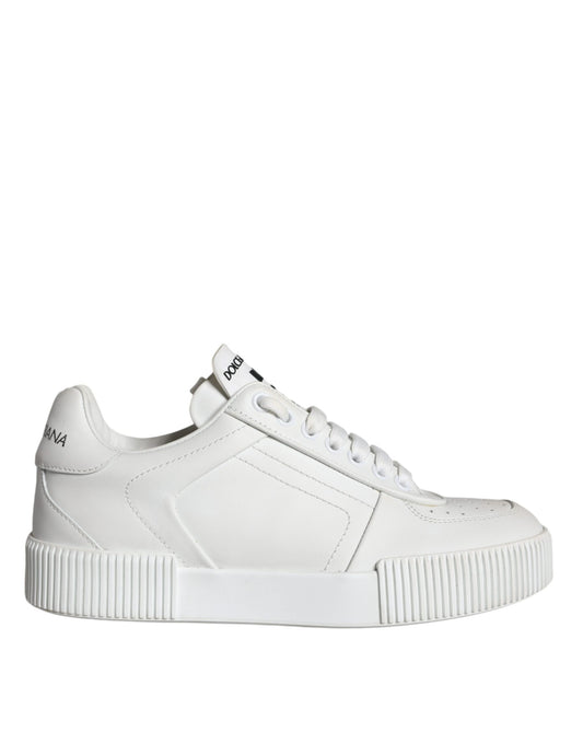 Dolce & Gabbana White Calfskin Leather Miami Low Top Sneakers Shoes