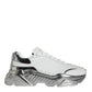 Dolce & Gabbana White Silver Daymaster Leather Sneakers Shoes