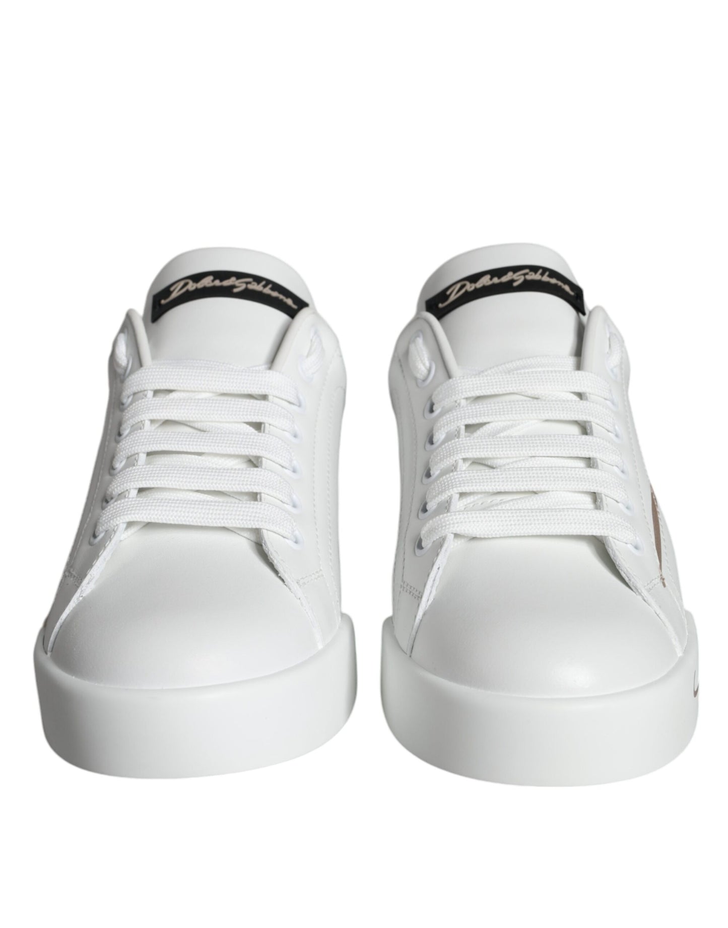 Dolce & Gabbana White Black Portofino Low Top Sneakers Shoes