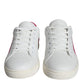 Dolce & Gabbana White Pink Leather Logo Classic Sneaker Shoes