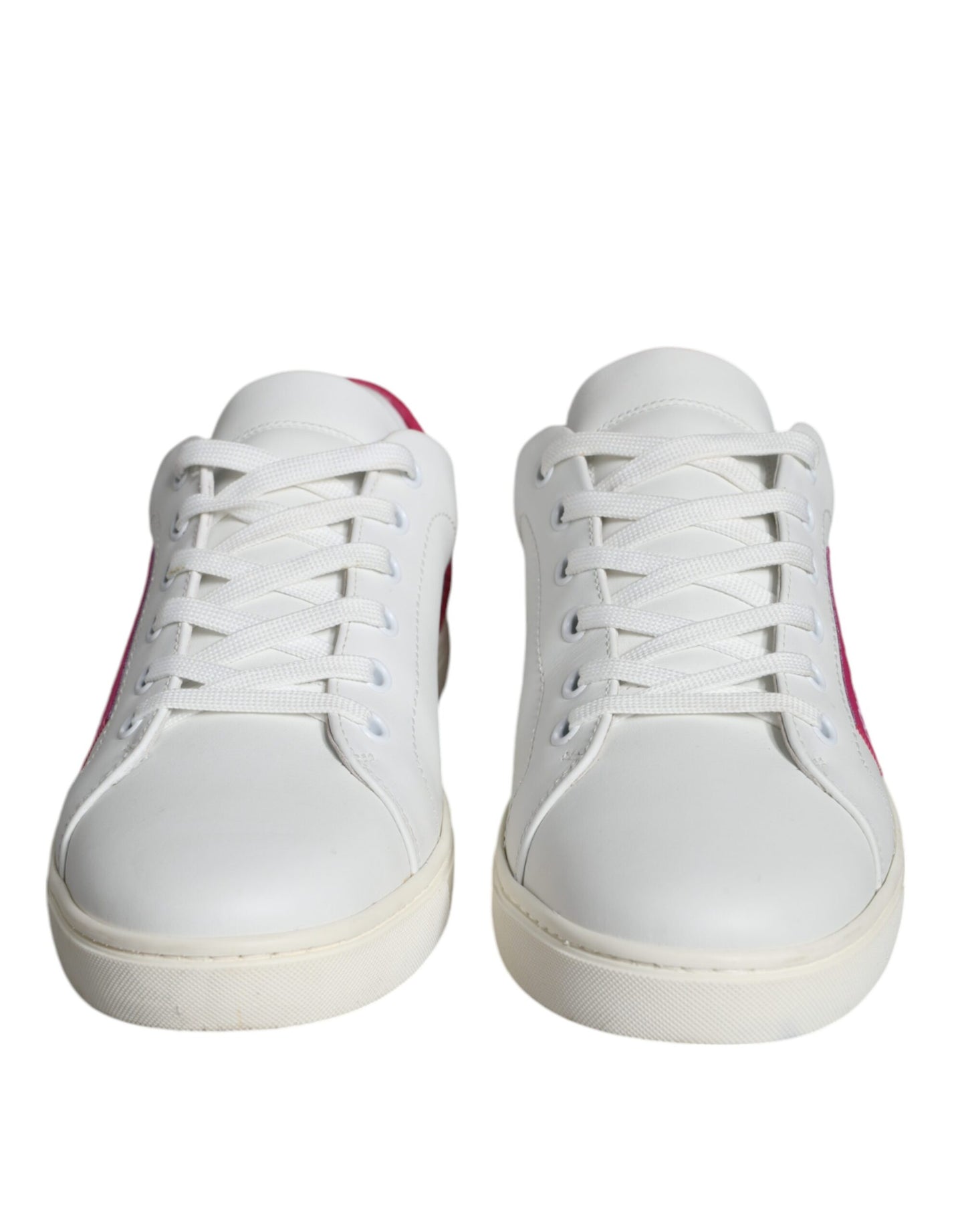 Dolce & Gabbana White Pink Leather Logo Classic Sneaker Shoes