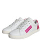 Dolce & Gabbana White Pink Leather Logo Classic Sneaker Shoes