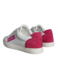 Dolce & Gabbana White Pink Leather Logo Classic Sneaker Shoes