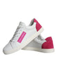 Dolce & Gabbana White Pink Leather Logo Classic Sneaker Shoes