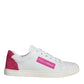 Dolce & Gabbana White Pink Leather Logo Classic Sneaker Shoes