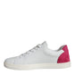 Dolce & Gabbana White Pink Leather Logo Classic Sneaker Shoes