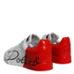 Dolce & Gabbana White Red Portofino Low Top Sneakers Shoes