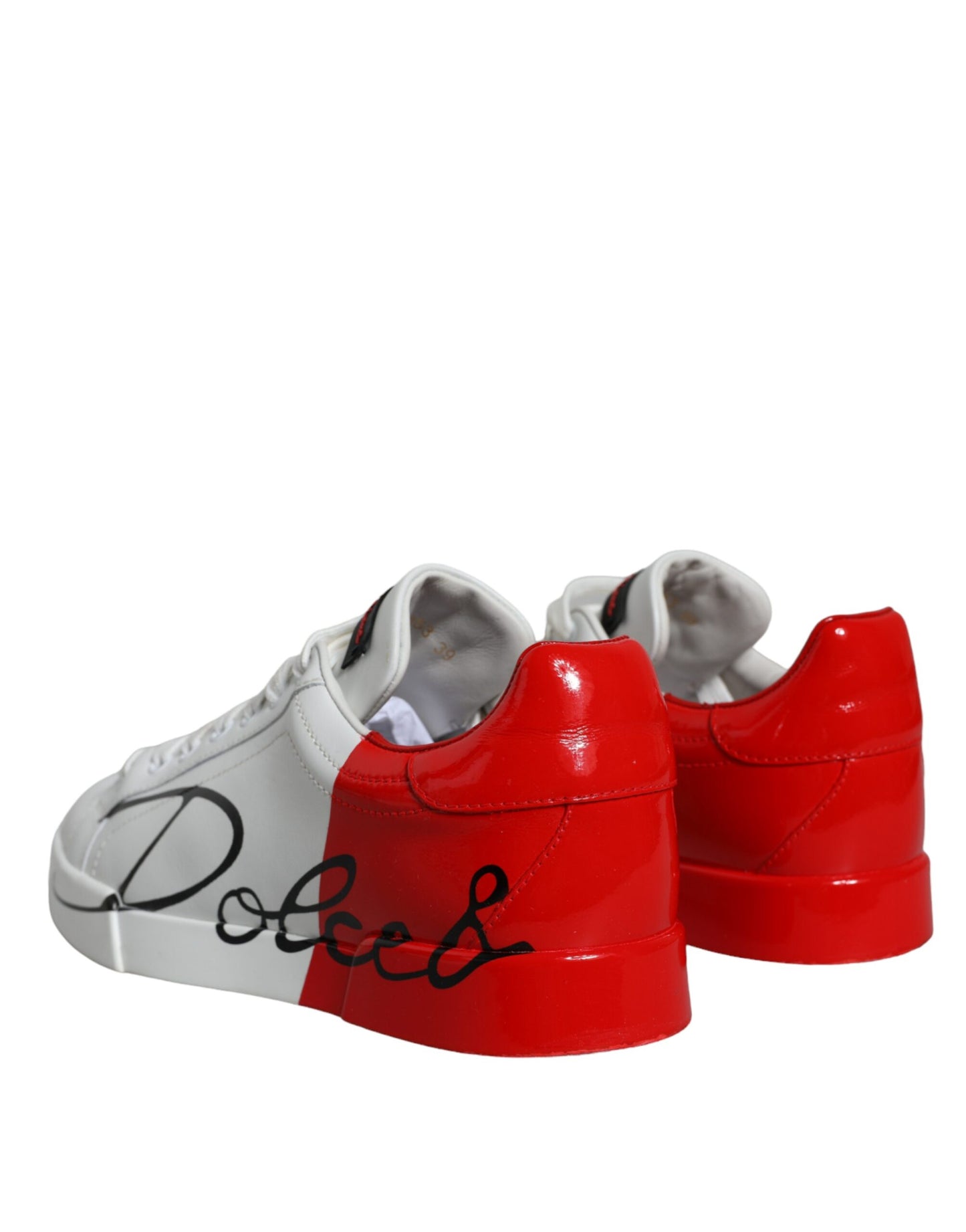 Dolce & Gabbana White Red Portofino Low Top Sneakers Shoes